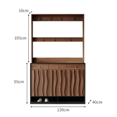 Tủ Giày Kết Hợp Giá Treo Đa Năng Vân Gỗ Sóng Hiện Đại 160x40x200cm Yapi-337