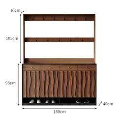 Tủ Giày Kết Hợp Giá Treo Đa Năng Vân Gỗ Sóng Hiện Đại 160x40x200cm Yapi-337