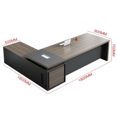 Bàn Làm Việc Lãnh Đạo Chữ L, Phối Màu Hiện Đại Cho Văn Phòng 180x160x75cm Yapi-BLD008