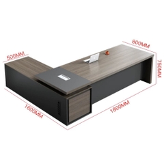 Bàn Làm Việc Lãnh Đạo Chữ L, Phối Màu Hiện Đại Cho Văn Phòng 180x160x75cm Yapi-BLD008