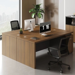 Bàn Làm Việc Lãnh Đạo Văn Phòng, Kèm Tủ Phụ Ngăn Kéo Màu Nâu Phối Đen 180x80x75cm Yapi-BLD009