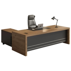 Bàn Làm Việc Lãnh Đạo Kèm Tủ Phụ Di Động Màu Nâu Phối Xám 200x120x75cm Yapi-BLD012