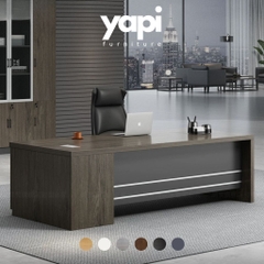 Bàn Làm Việc Lãnh Đạo Hiện Đại Màu Xám, Kèm Tủ Phụ 200x80x75cm Yapi-BLD013