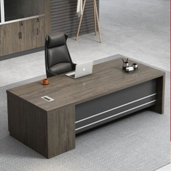 Bàn Làm Việc Lãnh Đạo Hiện Đại Màu Xám, Kèm Tủ Phụ 200x80x75cm Yapi-BLD013