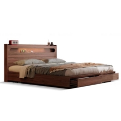 Giường Ngủ 2 Ngăn Kéo Cuối Giường, Đầu Giường Có Hộc Lưu Trữ Kèm Đèn LED 1m8x2m Yapi-550
