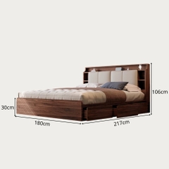 Giường Ngủ Bọc Nệm Đầu Giường Tích Hợp 3 Ngăn Kéo và Khoang Chứa Đồ 2mx2m2 Yapi-552