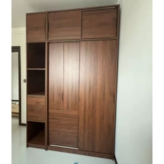 Tủ Quần Áo Cánh Lùa Gỗ MDF Tích Hợp Kệ Trang Trí Và Tủ Phụ 200x60x250 Yapi-265