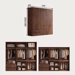 Tủ Quần Áo Gỗ MDF Thiết Kế Cánh Bo Tròn Sang Trọng 200x60x240cm Yapi-267