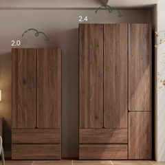Tủ Quần Áo Gỗ MDF Thiết Kế Cánh Bo Tròn Sang Trọng 200x60x240cm Yapi-267