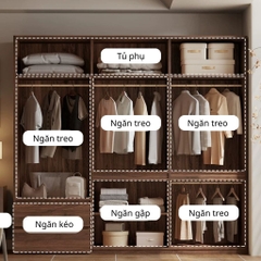 Tủ Quần Áo Gỗ MDF Thiết Kế Cánh Bo Tròn Sang Trọng 200x60x240cm Yapi-267