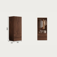 Tủ Quần Áo Gỗ MDF Thiết Kế Cánh Bo Tròn Sang Trọng 200x60x240cm Yapi-267