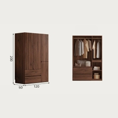 Tủ Quần Áo Gỗ MDF Thiết Kế Cánh Bo Tròn Sang Trọng 200x60x240cm Yapi-267