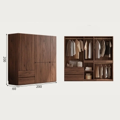 Tủ Quần Áo Gỗ MDF Thiết Kế Cánh Bo Tròn Sang Trọng 200x60x240cm Yapi-267