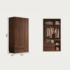 Tủ Quần Áo Gỗ MDF Thiết Kế Cánh Bo Tròn Sang Trọng 200x60x240cm Yapi-267