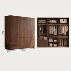 Tủ Quần Áo Gỗ MDF Thiết Kế Cánh Bo Tròn Sang Trọng 200x60x240cm Yapi-267