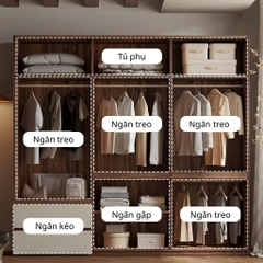 Tủ Quần Áo Gỗ MDF Kèm Ngăn Kéo Tiện Lợi Cho Phòng Ngủ 200x60x240 Yapi-268
