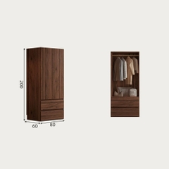 Tủ Quần Áo Gỗ MDF Kèm Ngăn Kéo Tiện Lợi Cho Phòng Ngủ 200x60x240 Yapi-268