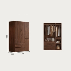 Tủ Quần Áo Gỗ MDF Kèm Ngăn Kéo Tiện Lợi Cho Phòng Ngủ 200x60x240 Yapi-268