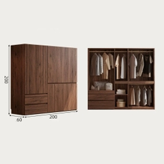 Tủ Quần Áo Gỗ MDF Kèm Ngăn Kéo Tiện Lợi Cho Phòng Ngủ 200x60x240 Yapi-268