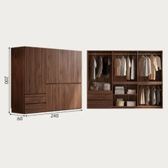 Tủ Quần Áo Gỗ MDF Kèm Ngăn Kéo Tiện Lợi Cho Phòng Ngủ 200x60x240 Yapi-268