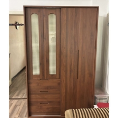 Tủ Quần Áo Gỗ MDF Phối Cánh Mây, Kèm Ngăn Kéo Cho Phòng Ngủ 220x60x250cm Yapi-269