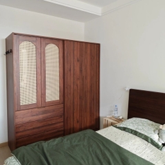 Tủ Quần Áo Gỗ MDF Phối Cánh Mây, Kèm Ngăn Kéo Cho Phòng Ngủ 220x60x250cm Yapi-269