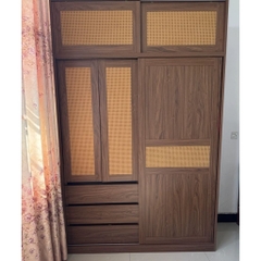 Tủ Quần Áo MDF Cửa Lùa Cánh Mây, Kèm Ngăn Kéo 200x60x248cm Yapi-270