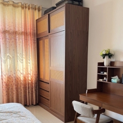 Tủ Quần Áo MDF Cửa Lùa Cánh Mây, Kèm Ngăn Kéo 200x60x248cm Yapi-270