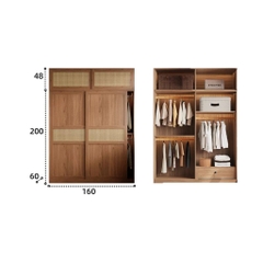 Tủ Quần Áo Cửa Lùa Cánh Mây Đơn Giản Phòng Ngủ 240x60x248cm Yapi-271