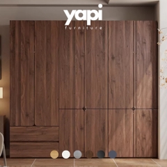 Tủ Quần Áo Gỗ MDF Thiết Kế Cánh Bo Tròn Sang Trọng 200x60x240cm Yapi-267