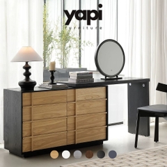 Bàn Trang Điểm Chữ L Gỗ MDF Phong Cách Hiện Đại Tích Hợp Tủ Ngăn Kéo 120x40x75cm Yapi-809