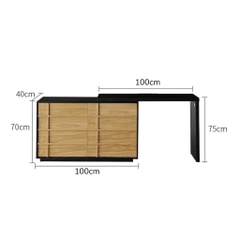 Bàn Trang Điểm Chữ L Gỗ MDF Phong Cách Hiện Đại Tích Hợp Tủ Ngăn Kéo 120x40x75cm Yapi-809