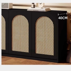 Bàn Trang Điểm Chữ L Phối Cánh Mây Kết Hợp Tủ Trang Trí 160x40x90cm, Yapi-810