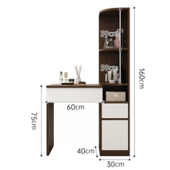 Bàn Trang Điểm Góc Kèm Kệ Trang Trí Nhỏ Gọn Hiện Đại 90x40x160cm, Yapi-811