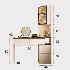 Bàn Trang Điểm Kèm Kệ Lưu Trữ Cánh Kính LED Hiện Đại 120x40x180cm, Yapi-812