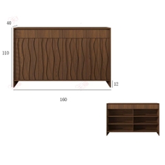 Tủ Giày Dép Kèm Ngăn Kéo Vân Gỗ Sóng Hiện Đại 160x40x110cm, Yapi-340