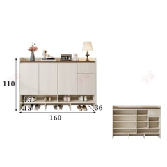 Tủ Giày Dép Kèm Ngăn Kéo Phối Màu Hiện Đại Cho Căn Hộ 160x36x110cm, Yapi-339