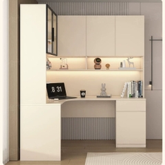 Bàn Học Kèm Kệ Sách Đa Năng Kết Hợp Cánh Kính Và Đèn LED 150x50x210cm, Yapi-426