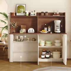 Tủ Đựng Đồ Phòng Bếp Kèm Ngăn Kéo Góc Bo Cong 160x40x150cm Yapi-TB006