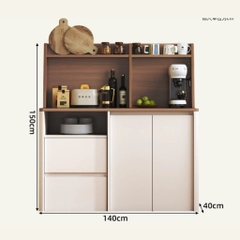 Tủ Đựng Đồ Phòng Bếp Kèm Ngăn Kéo Góc Bo Cong 160x40x150cm Yapi-TB006