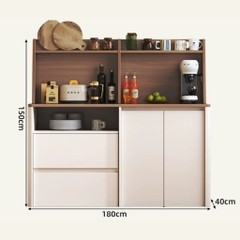 Tủ Đựng Đồ Phòng Bếp Kèm Ngăn Kéo Góc Bo Cong 160x40x150cm Yapi-TB006