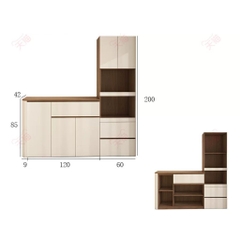 Tủ Bếp Kèm Ngăn Kéo Kết Hợp Tủ Trang Trí Hiện Đại 229x42x200cm Yapi-TB007