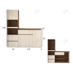 Tủ Bếp Kèm Ngăn Kéo Kết Hợp Tủ Trang Trí Hiện Đại 229x42x200cm Yapi-TB007