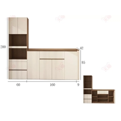 Tủ Bếp Kèm Ngăn Kéo Kết Hợp Tủ Trang Trí Hiện Đại 229x42x200cm Yapi-TB007