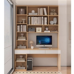 Bàn Học, Bàn Làm Việc, Kết Hợp Kệ Sách Và Ngăn Kéo 120x60x210cm Yapi-427
