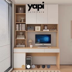 Bàn Học, Bàn Làm Việc, Kết Hợp Kệ Sách Và Ngăn Kéo 120x60x210cm Yapi-427