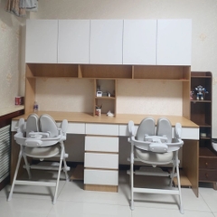 Bàn Làm Việc Đôi Kết Hợp Kệ Sách Và Ngăn Kéo 220x60x240cm Yapi-428