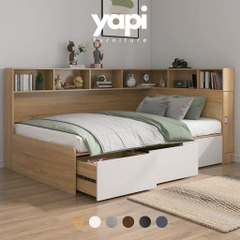Giường Ngủ Kèm Kệ Đầu Giường Và Ngăn Kéo Đa Năng 1m8x2m Yapi-555