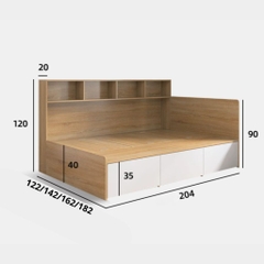 Giường Ngủ Kèm Kệ Đầu Giường Và Ngăn Kéo Đa Năng 1m8x2m Yapi-555