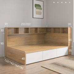 Giường Ngủ Kèm Kệ Đầu Giường Và Ngăn Kéo Đa Năng 1m8x2m Yapi-555